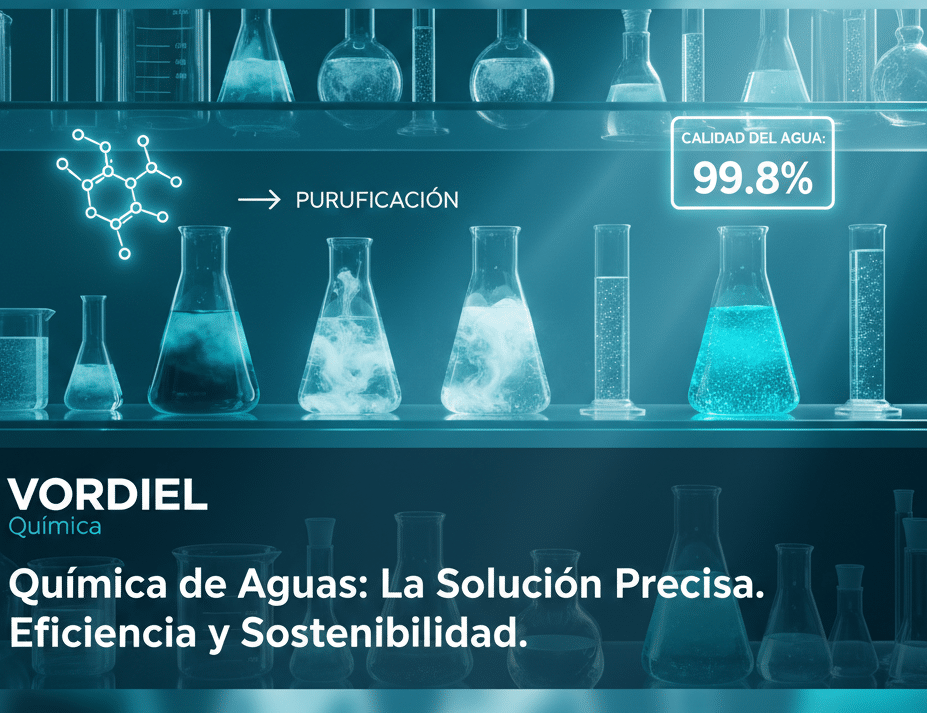 Imagen de un laboratorio analizando muestras de agua industrial con químicos